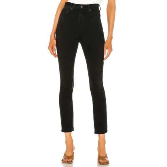 GRLFRND Charcoal Gray Piper High Rise Button Fly Stretch Slim Crop Jeans Size 26 - Picture 2 of 13